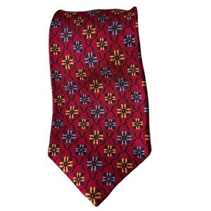 Robert Talbott Best of Class Nordstrom Red Woven Floral Geometric Silk Neck Tie